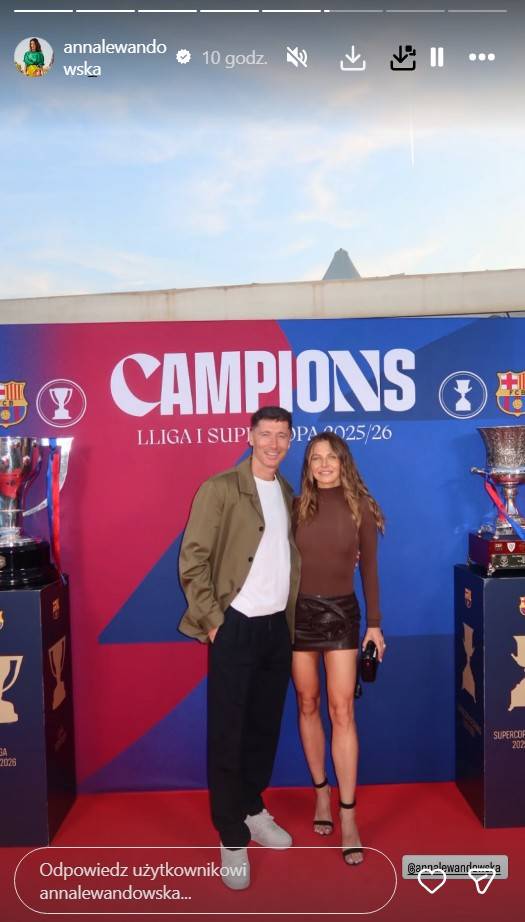 Ania i Robert Lewandowscy na imprezie FC Barcelony, fot. Instagram