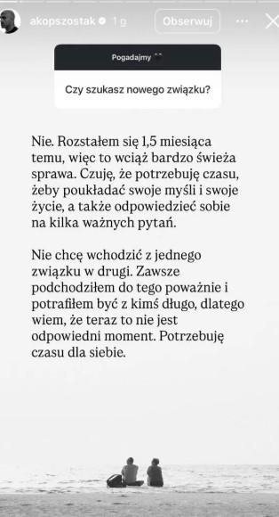 Wpis Akopa Szostaka, fot. Instagram