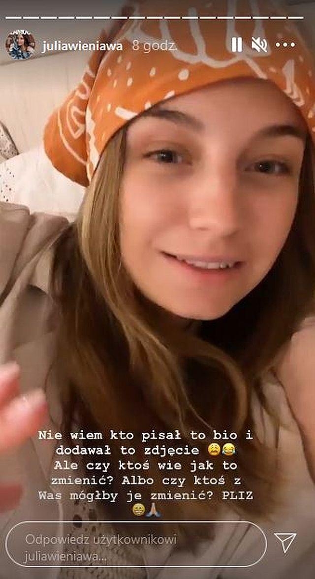 Julia Wieniawa narzeka na zdjęcie na Wikipedii