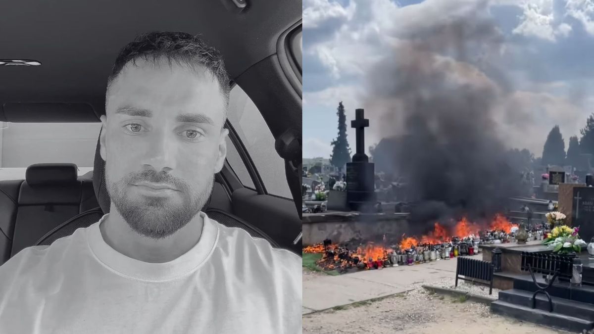Widok grobu Łukasza Litewki po pożarze ściska za serce, fot. Instagram/TikTok.com