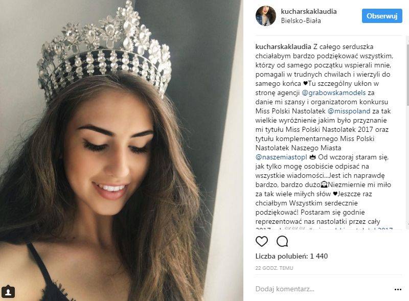 Klaudia Kucharska, nowa Miss Nastolatek 2017