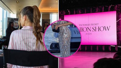 Polka na pokazie Victoria’s Secret! Podbija NYC w PRZEŚWITUJĄCEJ sukience wysadzonej kamieniami! (FOTO)