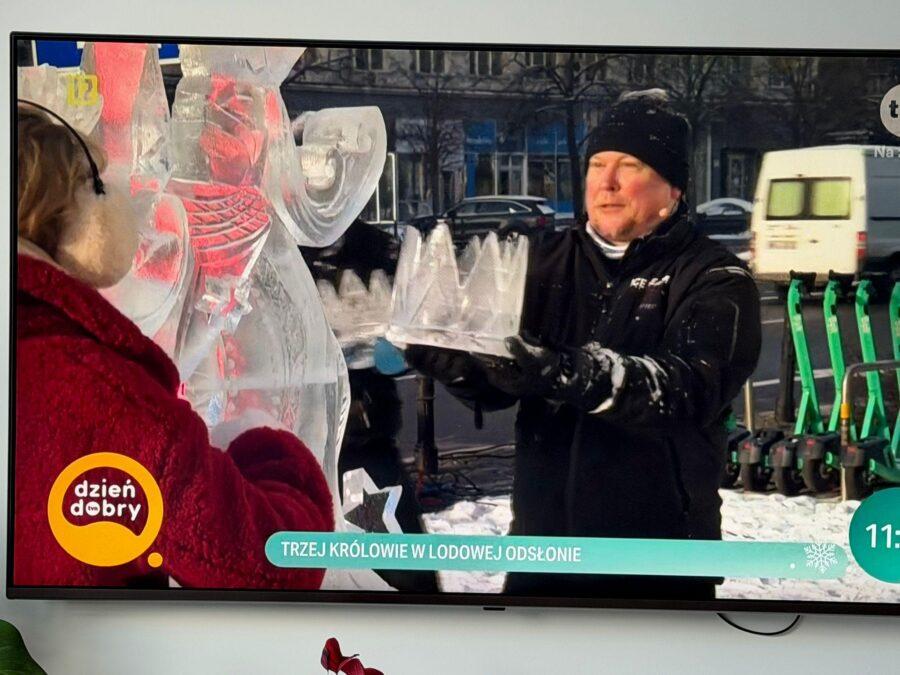 Maciej Dowbor posuł rzeźbę lodową, fot. mat. własny