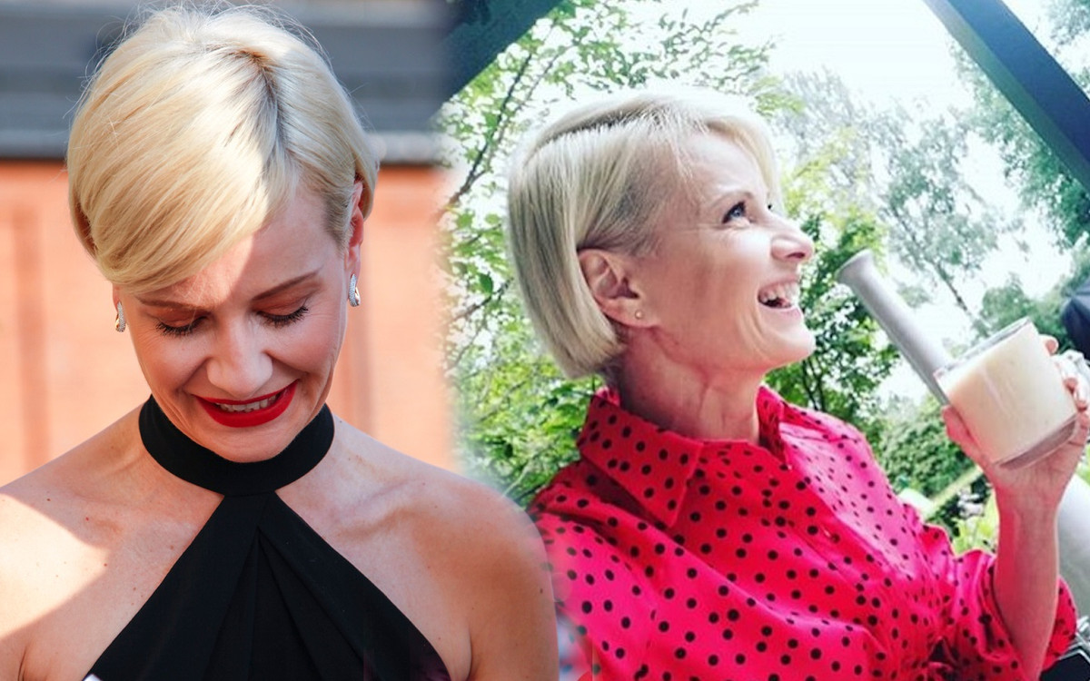 Małgorzata Kożuchowska zajada śniadanie na tarasie. Co za willa!