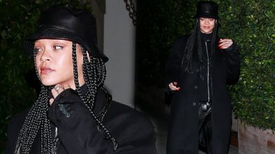 Rihanna cała na czarno w NAJBRZYDSZYCH butach świata (FOTO)