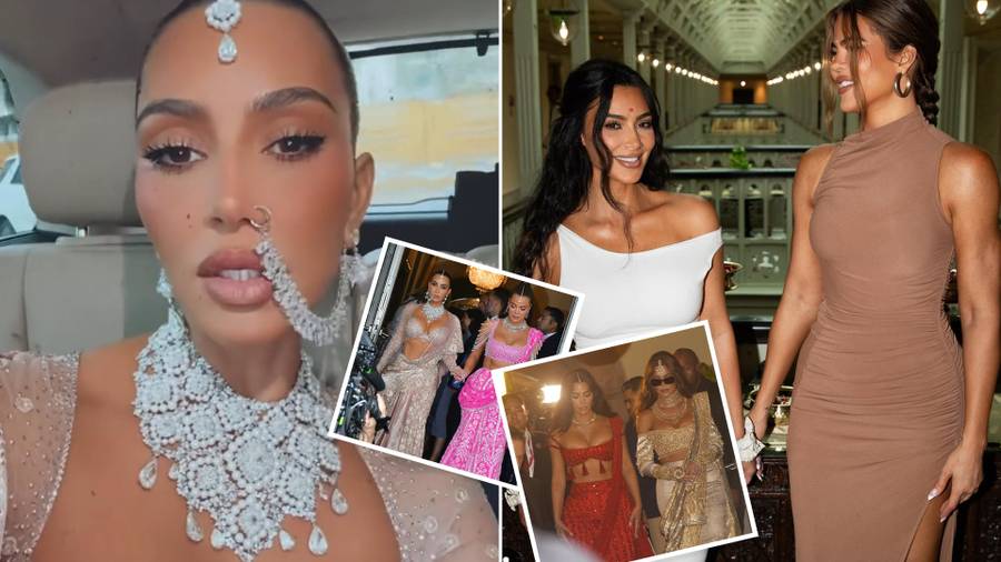 Kim i Khloé Kardashian błyszczą w tradycyjnych indyjskich strojach na ślubie miliardera (FOTO)