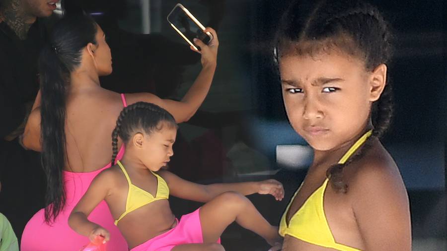 Niezadowolona North na wakacjach z Kim Kardashian