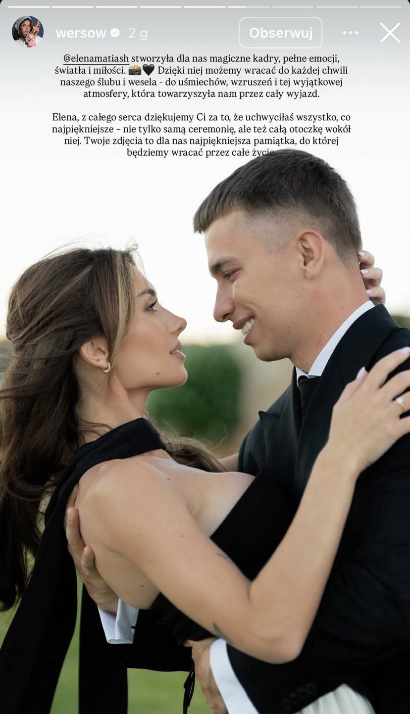 Wersow pokazała kolejne kadry z wesela. Tym razem odsłoniła kulisy kolacji przedślubnej (WIDEO)