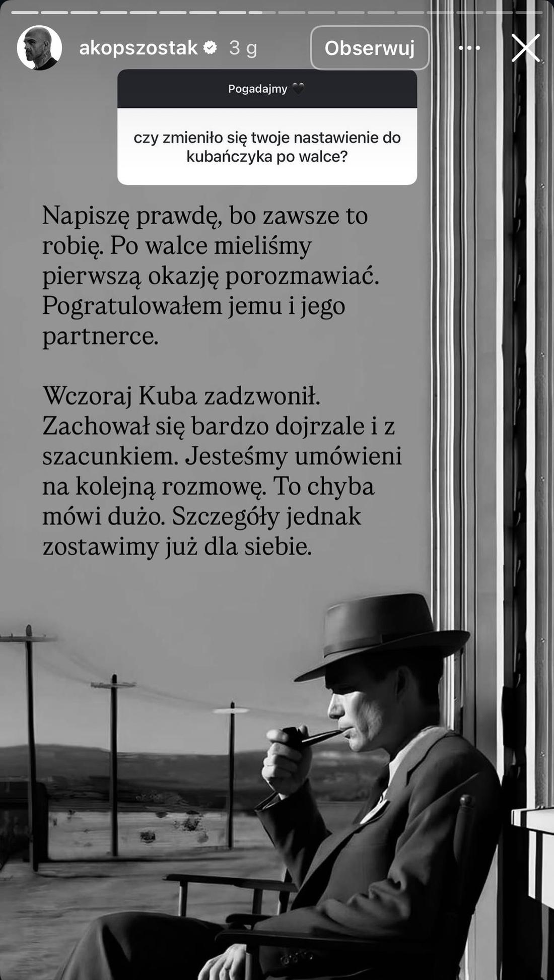 Akop Szostak, fot. Instagram. 