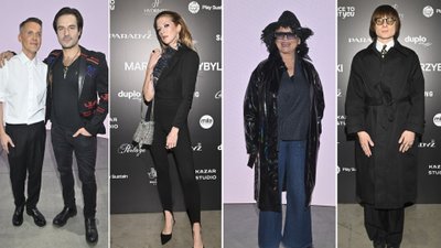 Plejada gwiazd na pokazie Mariusza Przybylskiego. Katarzyna Figura w kapeluszu, Piotr Stramowski, Ralph Kaminski (FOTO)