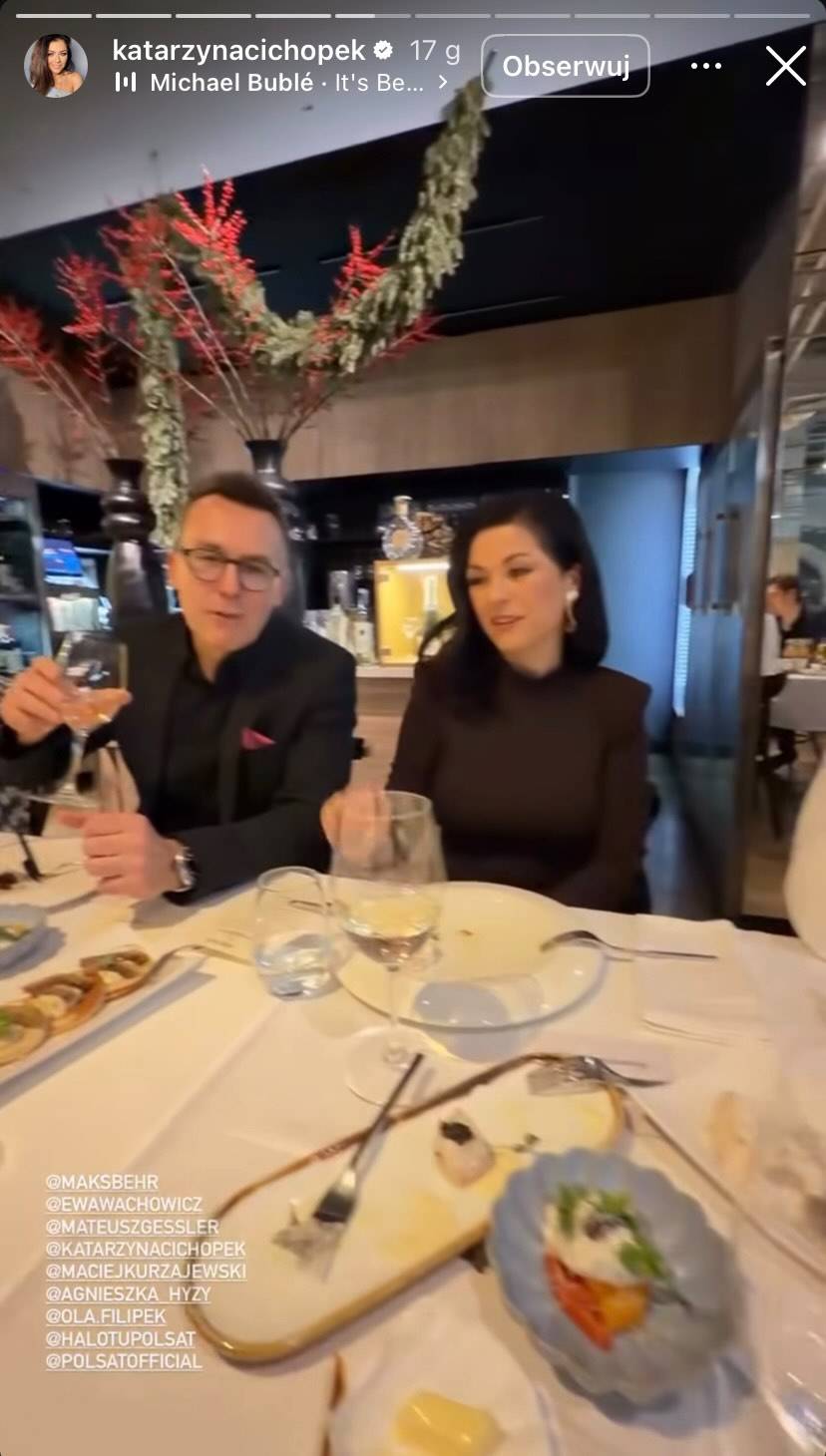 Katarzyna Cichopek na świątecznej kolacji Polsatu fot. Instagram/katarzynacichopek