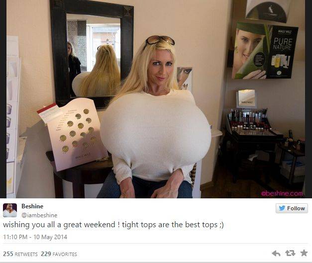 Beshine – posiadaczka największego silikonowego biustu na świecie