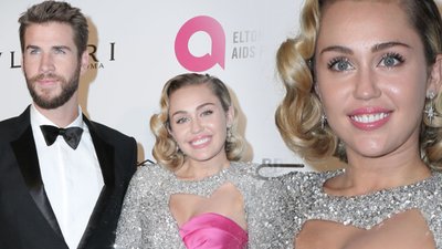 Miley Cyrus na imprezie Eltona Johna pokazała BRZUSZEK (ZDJĘCIA)