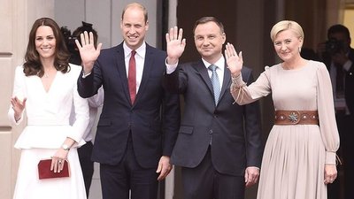 W co ubrały się księżna Kate i Agata Duda na pierwsze spotkanie w Polsce?