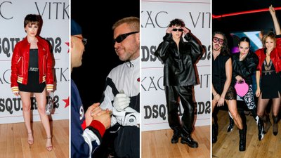 Impreza w luksusowym butiku. Sieklucka w totalnie krótkich włosach, Szpak wygina się przed aparatem