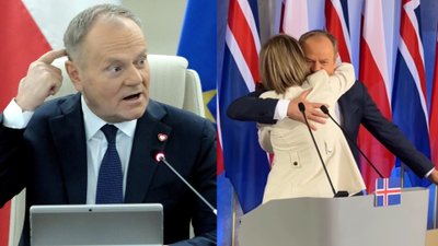 Ale sceny z Donaldem Tuskiem. Nagle wpadł w objęcia pięknej blondynki. Wideo jest hitem