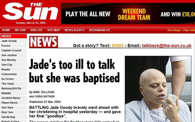 Jade Goody nie żyje