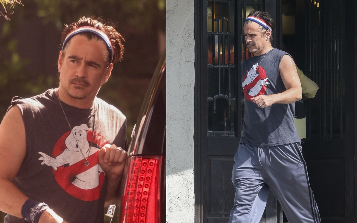 Wyluzowany Colin Farrell tankuje samochód