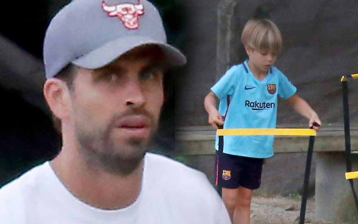 Gerard Pique robi synom treningi piłki nożnej (ZDJĘCIA)