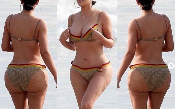 To ogromny cellulit? Bruzdy po wypełniaczach? Co się stało z ciałem Kim?