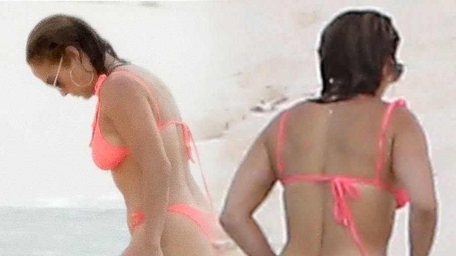 Jennifer Lopez w bikini na plaży