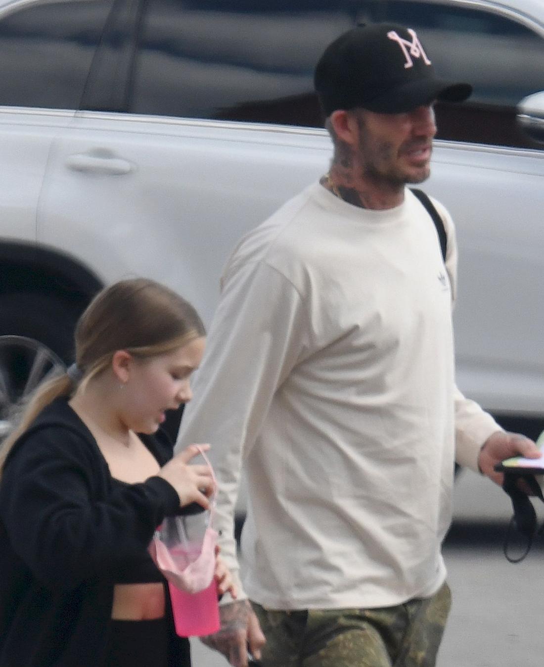 David Beckham odbiera córkę z zajęć