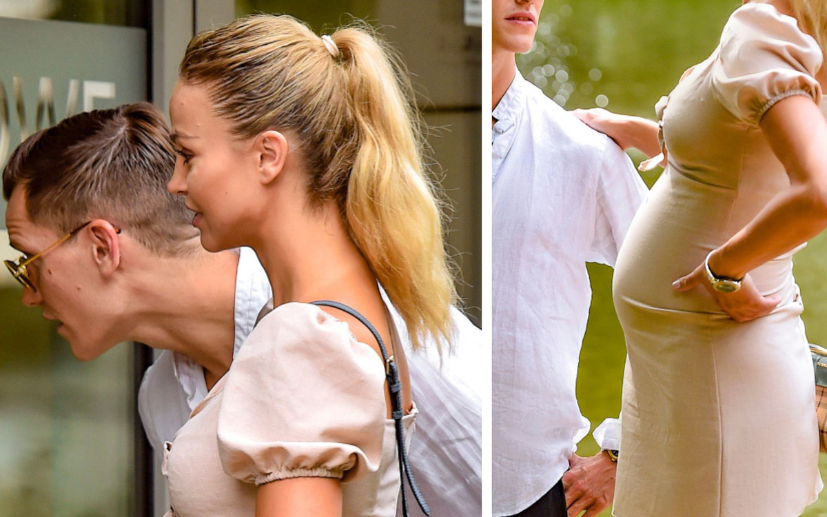 Ciężarna Hanna Żudziewicz i Jacek Jaschke spacerują po parku (ZDJĘCIA)