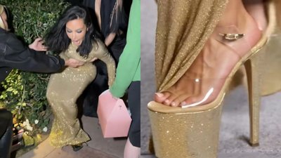 Kim Kardashian upadła na wielkiej gali! Kreacja warta kilkadziesiąt tysięcy, a buty za grosze!