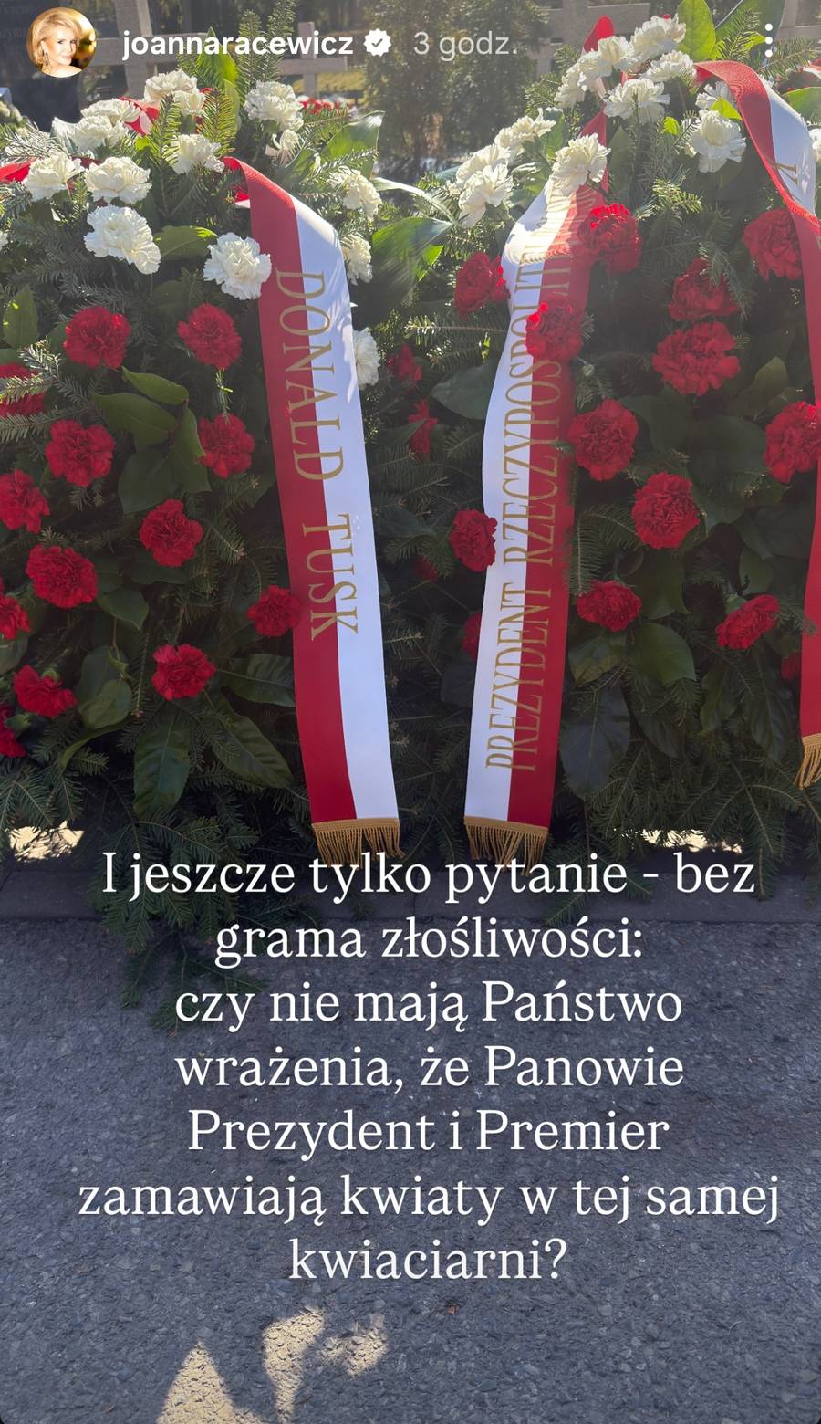 Joanna Racewicz o wieńcach na rocznicę katastrofy Smoleńskiej, fot. Instagram
