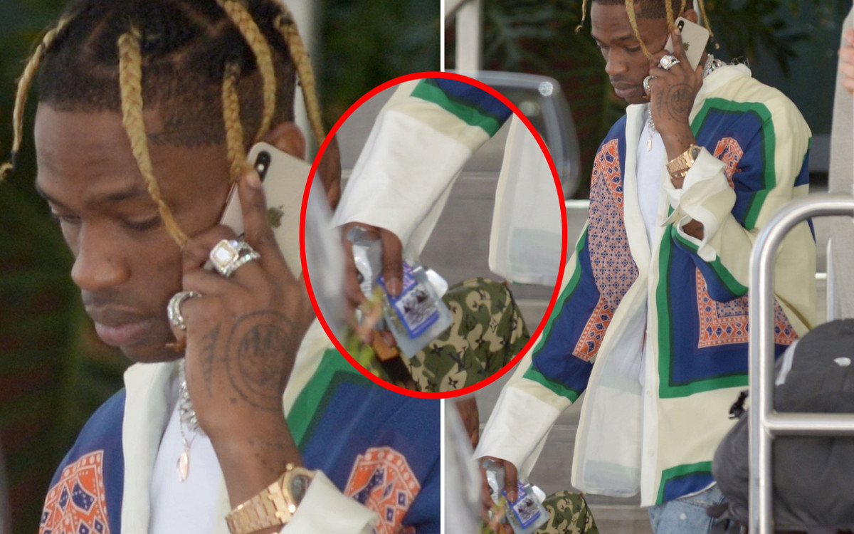 Na widok paparazzi Travis Scott ukrył to, co trzymał w dłoni (ZDJĘCIA)