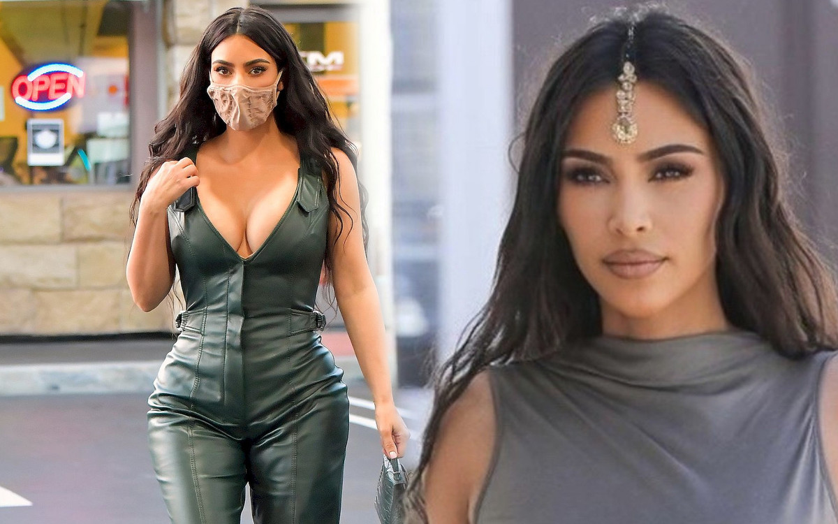 Kim Kardashian w świątecznej kreacji imitującej SZEŚCIOPAK na brzuchu