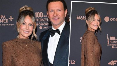 Rozenek czaruje na gali talią osy. Przód skromniutki, ale za to z tyłu szał