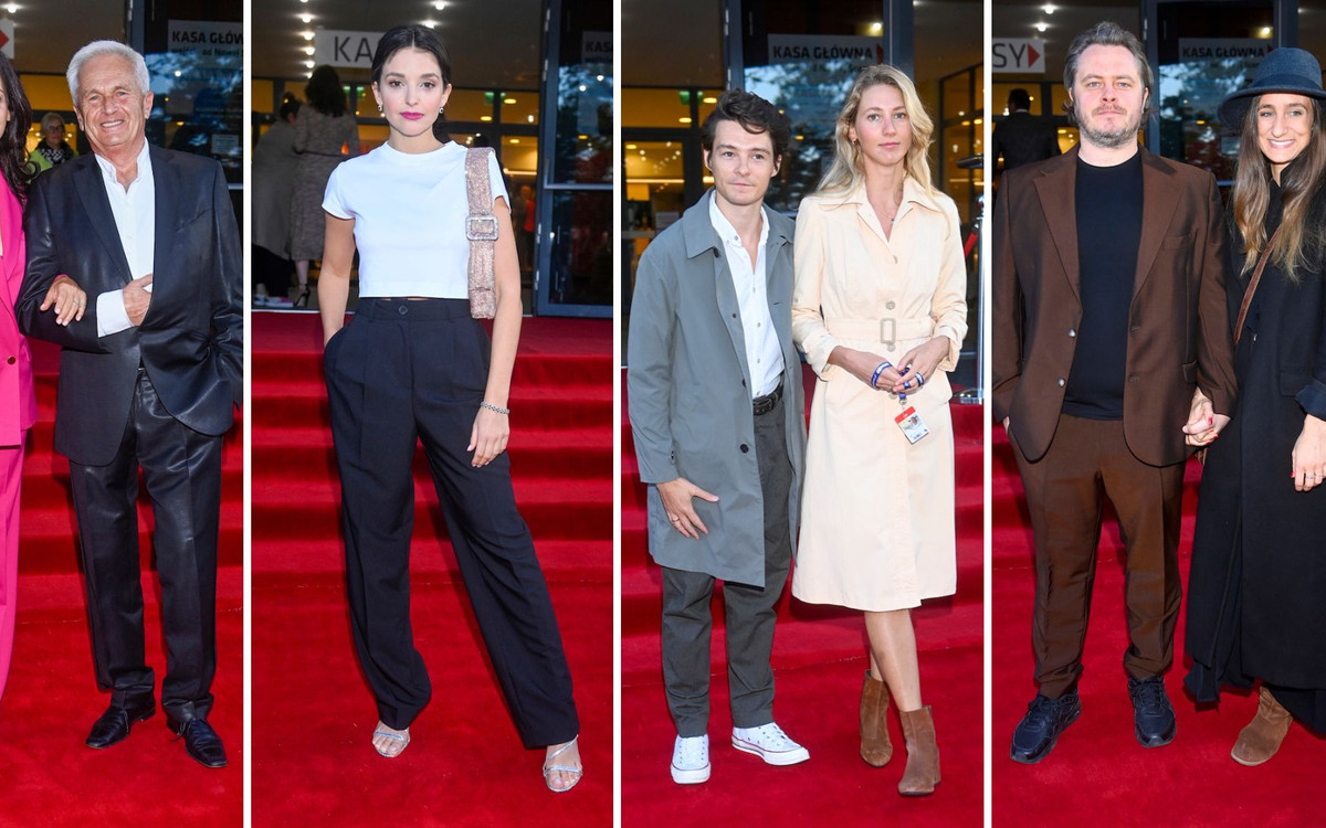 Otwarcie Festiwalu Filmowego w Gdyni. Maria Dębska, Tomasz Schuchardt z żoną i Tomasz Ziętek z partnerką