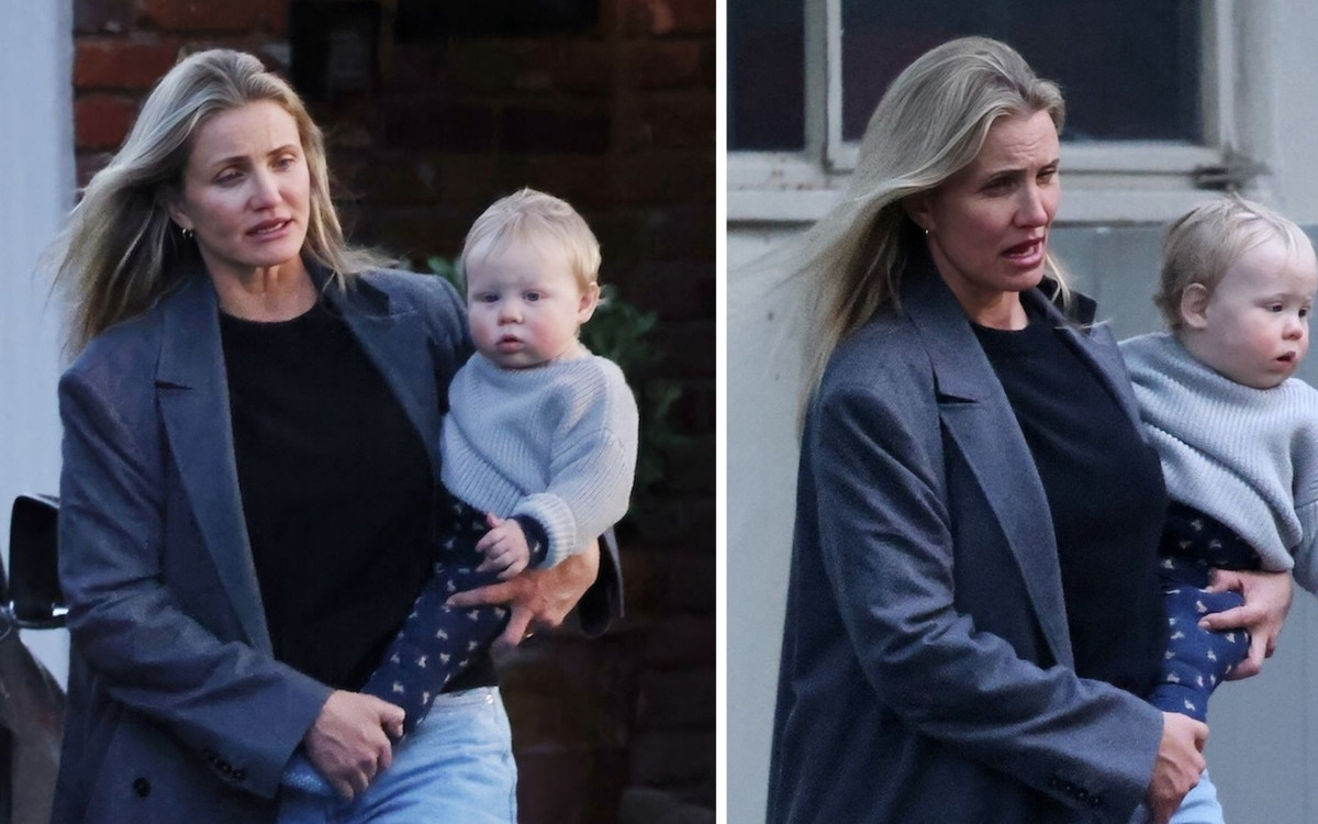 Niecodzienny widok! Zaspana Cameron Diaz śpieszy z malutkim synkiem na rękach (FOTO)