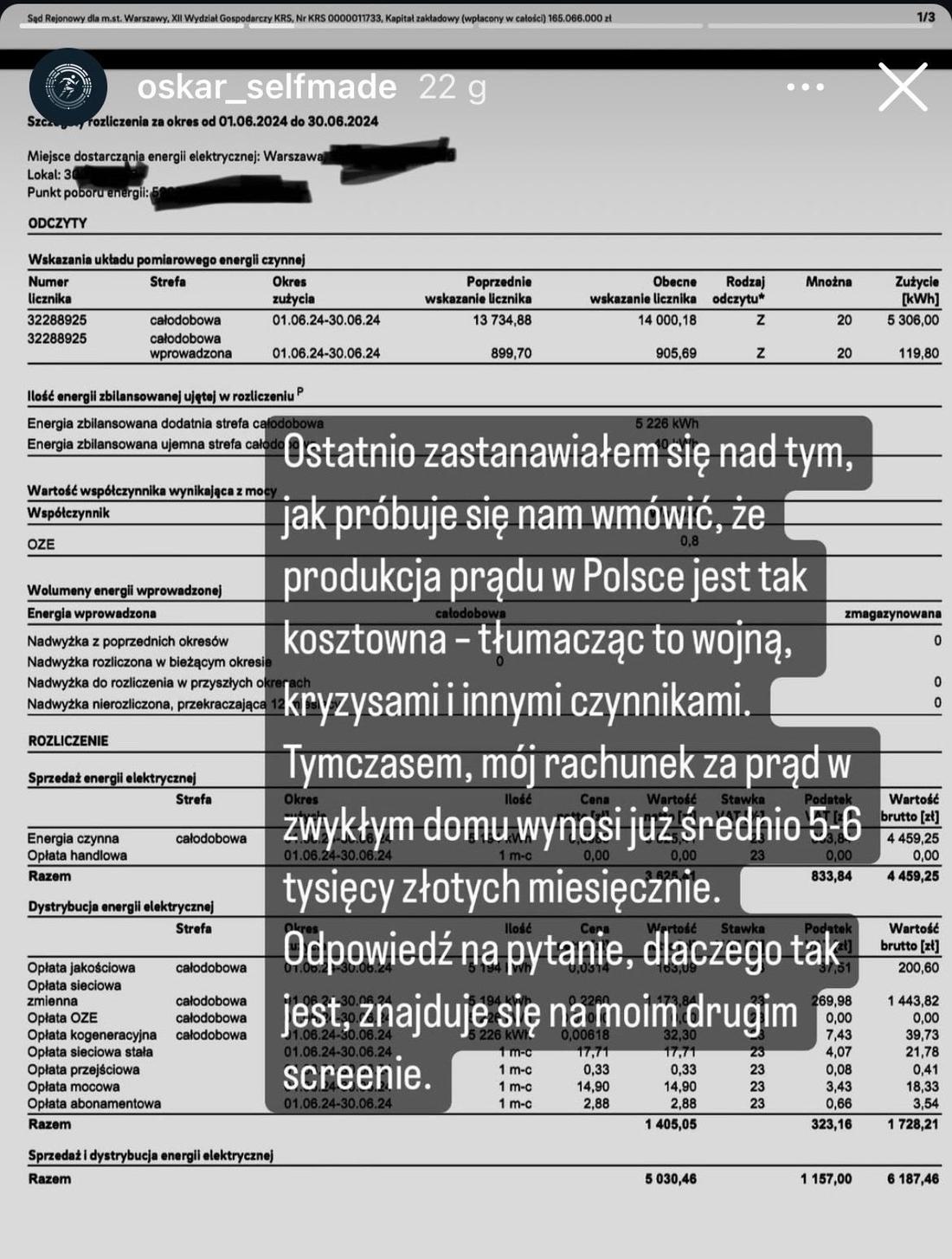 Opłaty za prąd Oskara Wojciechowskiego i Klaudii Halejcio