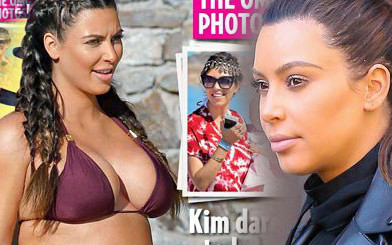 Ciężarna Kim Kardashian w bikini (FOTO)