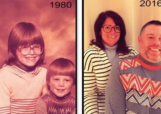 Genialne zdjęcia rodzeństwa odtworzone po latach