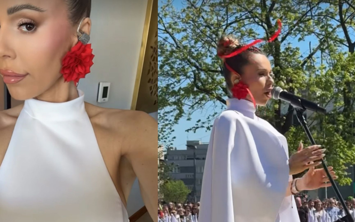 Doda odziana we flagę odśpiewała hymn. Lepiej niż Górniak przed laty?