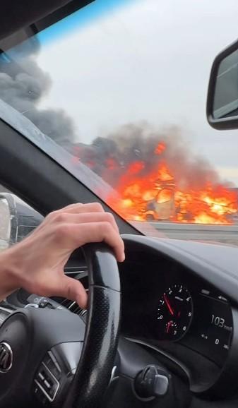 Joanna Narożna zawiadomiła o wypadku na autostradzie, fot. Facebook