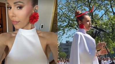 Doda odziana we flagę odśpiewała hymn. Lepiej niż Górniak przed laty?