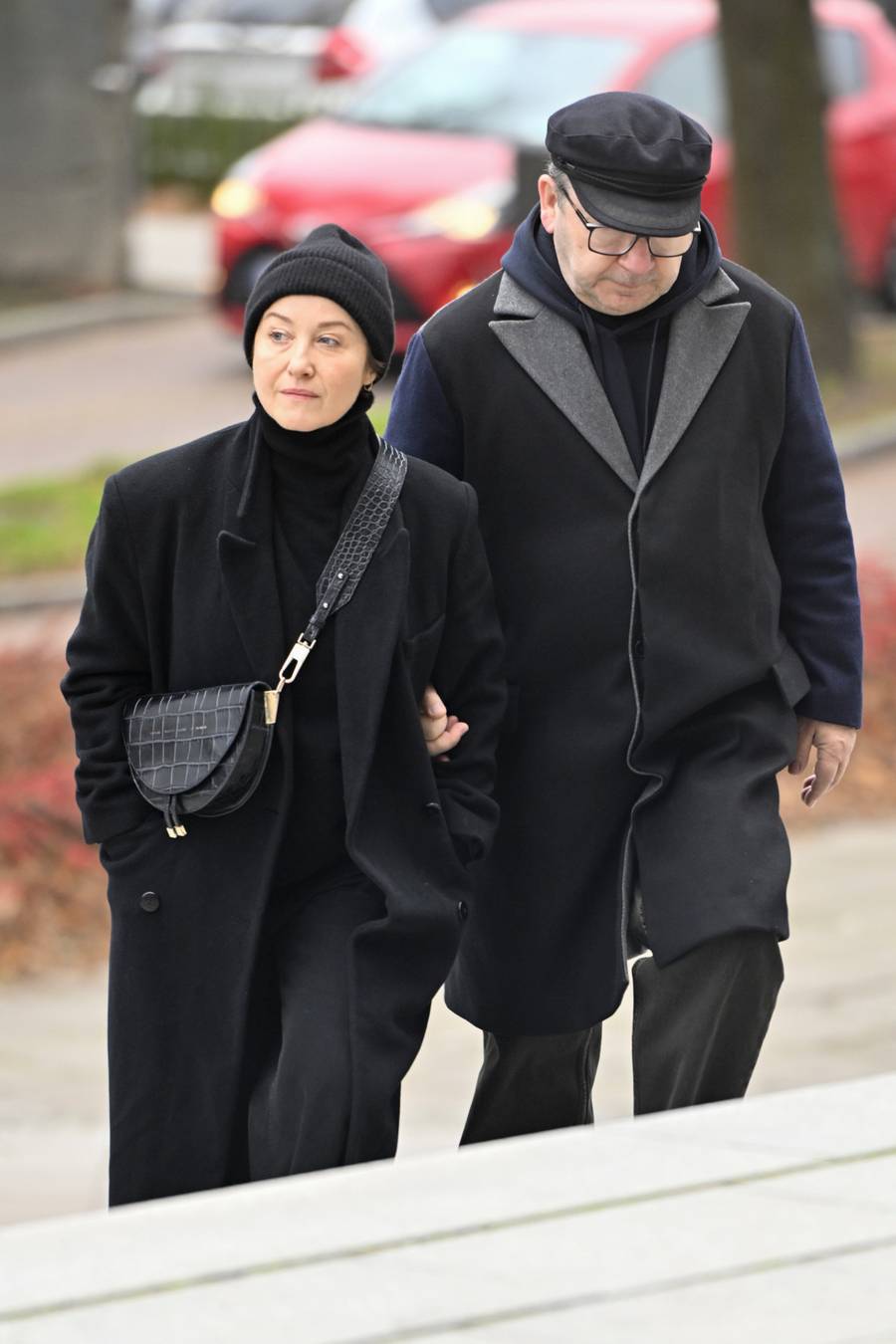 Gabriela Muskała i Zbigniew Zamachowski na pogrzebie, fot. AKPA.