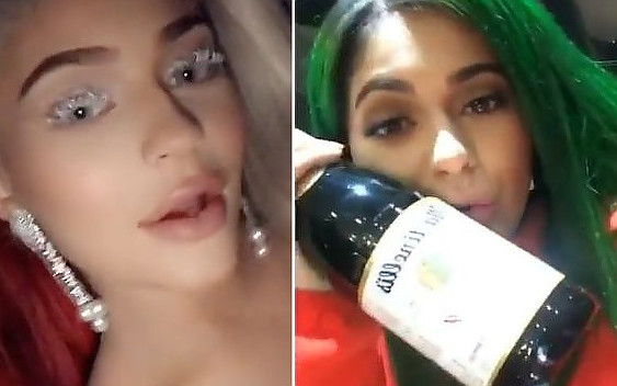 Ostatni trymestr ciąży, a Kylie Jenner pije wino? (Snap)