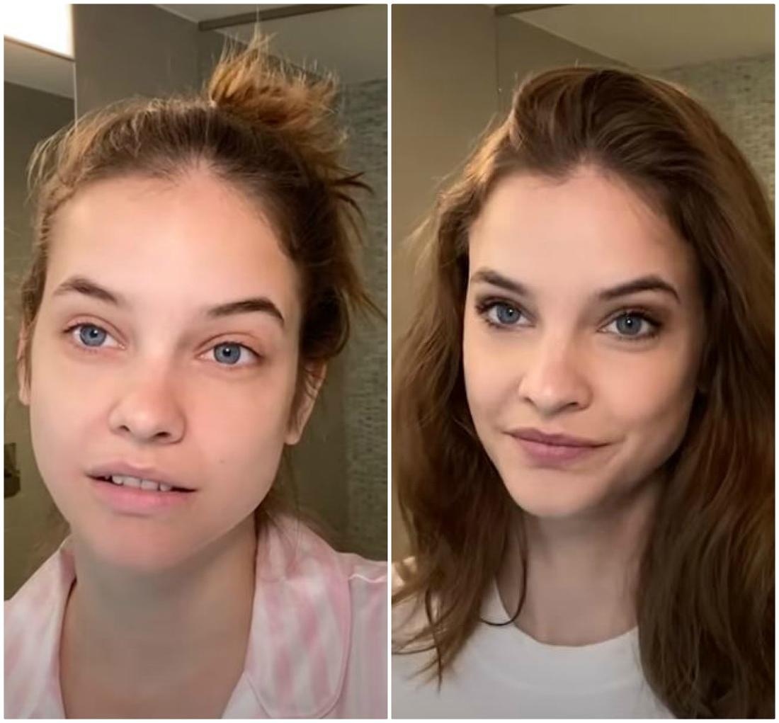 Ulubione kosmetyki Barbary Palvin - tego używa cały czas. Barbara Palvin przed i po zrobieniu makijażu.