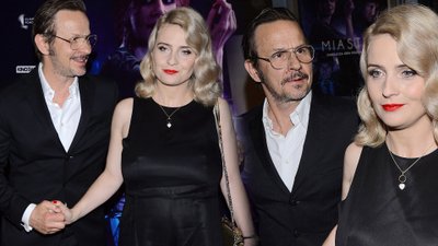 Bartłomiej Topa pozuje z partnerką Gabrielą Mierzwiak na premierze filmu “Miasto” (ZDJĘCIA)