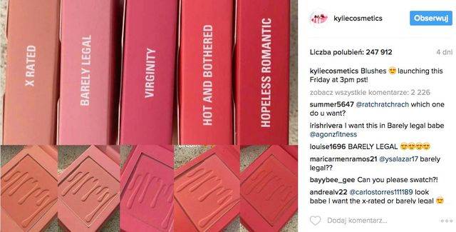 Skandal z kosmetykami Kylie Jenner! Co to za nazwy?! (Insta)