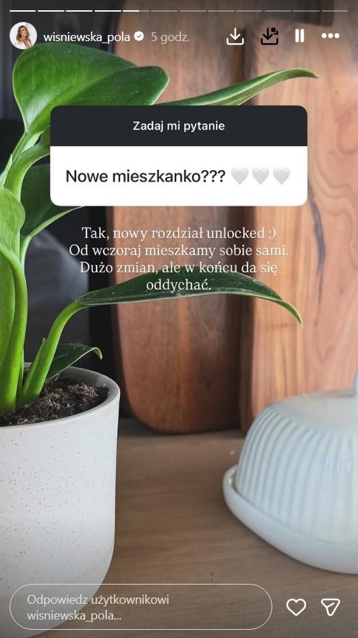Pola Wiśniewska przeprowadziła się po rozstaniu z Michałem Wiśniewskim, fot. Instagram