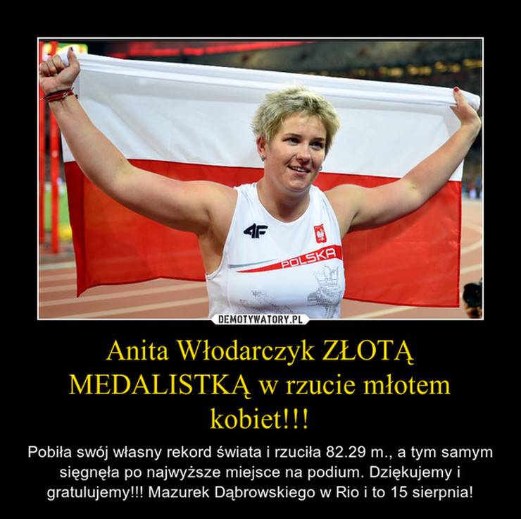 Internauci cieszą się ze złota olimpijskiego Anity Włodarczyk