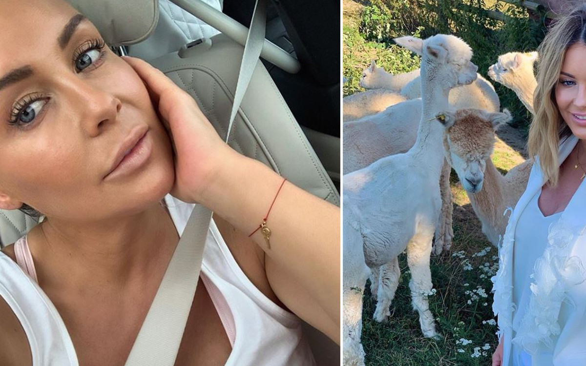Małgorzata Rozenek w białej stylizacji pozuje z alpakami – dobrze się ubrała?