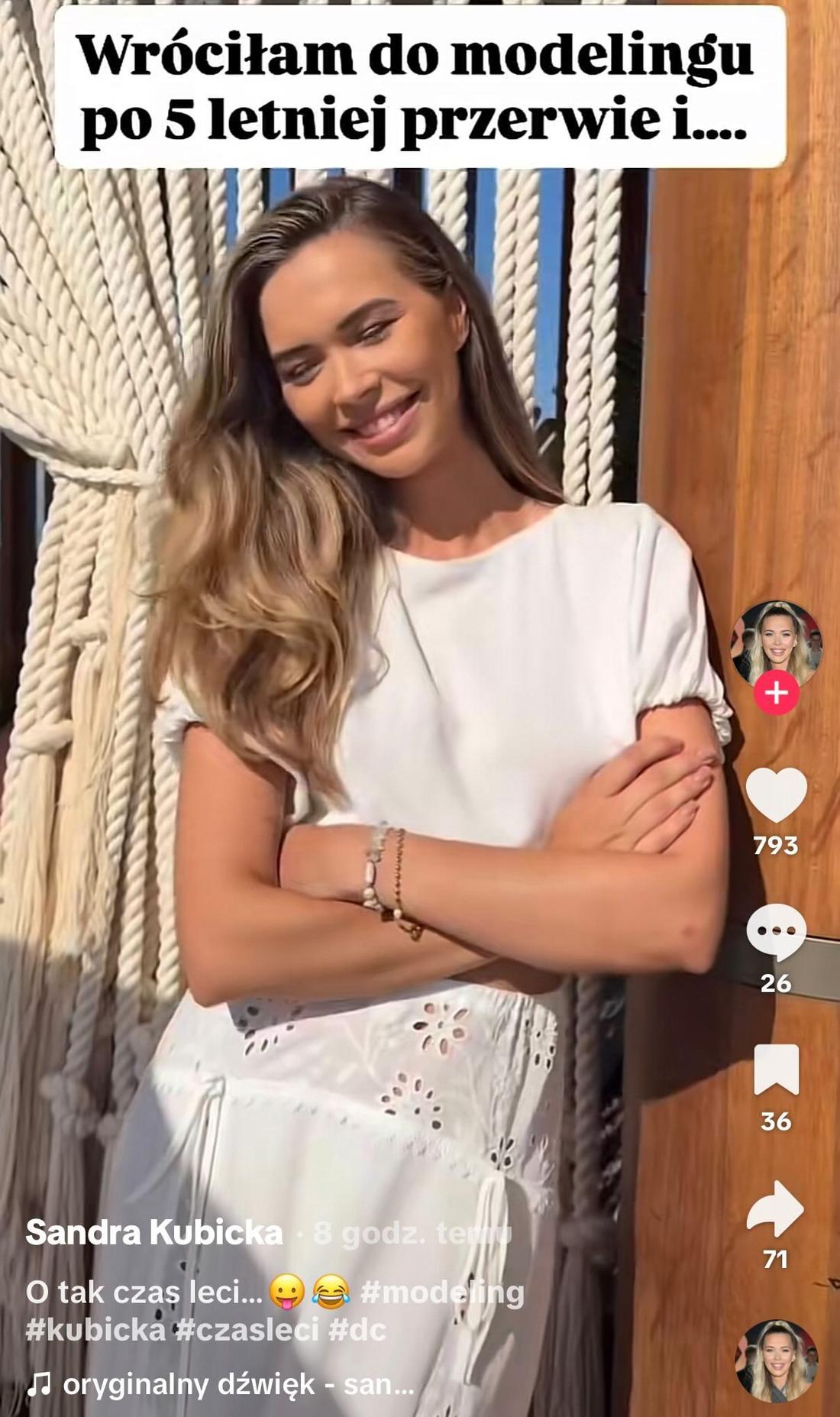 Sandra Kubicka wróciła do modelingu/fot. TikTok