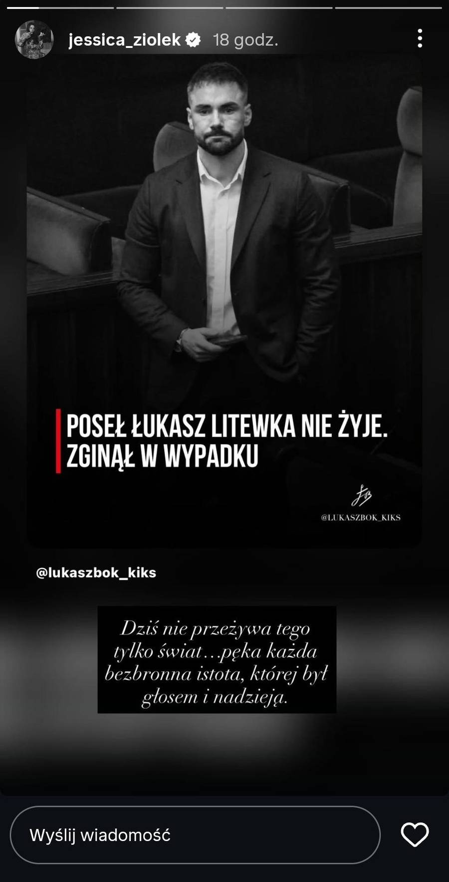 Gwiazdy żegnają Łukasza Litewkę, fot. Instagram